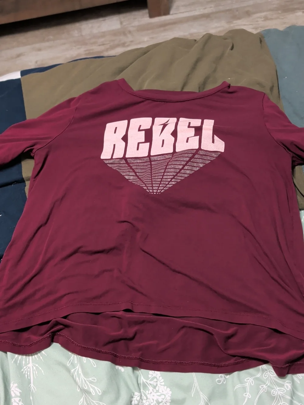 Old Navy Maroon 'REBEL' Graphic Short Sleeve Tee